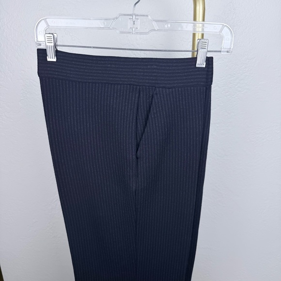 Theory Talbert Fairfield Knit Wide Leg Pinstripe Trousers Navy Blue Size M - Picture 3 of 9